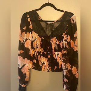 FREE PEOPLE Black lace shirt